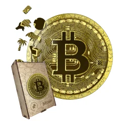 Пазл дерев'яний Біткоїн Bitcoin, А5, Картонна коробка