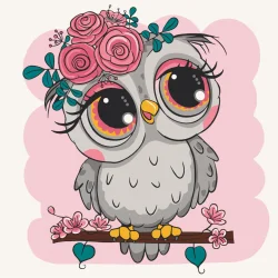 Розпис на полотні "Совятко з квітами" Art Craft 15560-AC 30х30 см