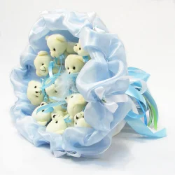 Букет з м'яких іграшок 11 ведмедиків 5285IT небесно-блакитний