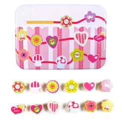 Дерев'яна іграшка Шнурівка Bambi MD 2334 в металевому пеналі Серця