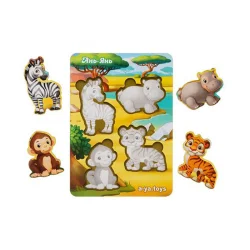Дерев'яний пазл-вкладиш "Тварини Африки-1" Ubumblebees (ПСФ059) PSF059 фон із підказкою