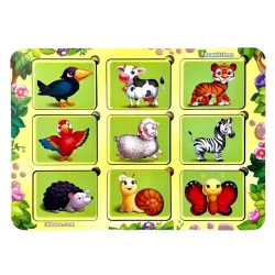 Дерев'яний пазл-вкладиш "Де чий візерунок?" Ubumblebees (ПСФ052) PSF052 сортер-трафарет