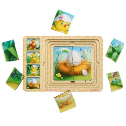 Дерев'яна настільна гра "Етапи розвитку курочки" Ubumblebees (ПСФ018) PSF018 сортер-пазл   