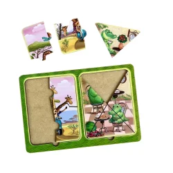 Дерев'яний пазл-вкладиш "Жирафи та крокодили" Ubumblebees (ПСД185) PSD185 в рамці 