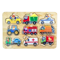 Дерев'яний пазл-вкладиш "Транспорт" Ubumblebees (ПСД130) PSD130, 9 елементів