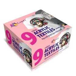 Купити Набір акрилових фарб для текстилю 5026-AC 9 кольорів по 20 мл Набір акрилових фарб для текстилю 5026-AC 9 кольорів по 20 мл