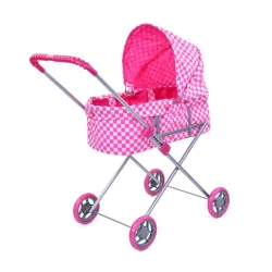 Коляска для ляльок У клітинку 9308-4 з люлькою, полегшена