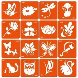 Набір трафаретів для біо-тату "Мікс для дівчаток №2" mix_for_girls_simple_2-16