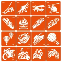 Набір трафаретів для біо-тату "Transport" transport-16