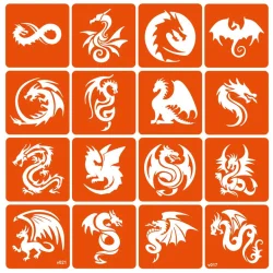 Набір трафаретів для біо-тату "Dragons" dragons-16