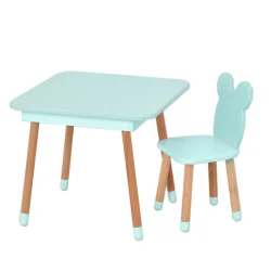 Столик зі стільцем "Ведмедик" 08-025B-BOX з ящиком, бірюзовий