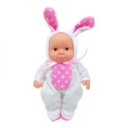 Пупс гумовий, у костюмі зайчика (білий)