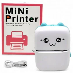 Термопринтер "Котик", Bluetooth, USB-кабель, термопапір,1 рулон (біло-бірюзовий)