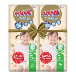 Трусики-підгузники GOO.N Premium Soft для дітей 12-17 kg (розмір 5(XL), унісекс, 72 шт.)