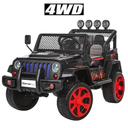 Джип M 3237EBLR-2-3 радіокер.,2,4G,4мот.45W,2акум.12V/7AH,кол.EVA,відчин. двері,шкіра,чорно-червоний