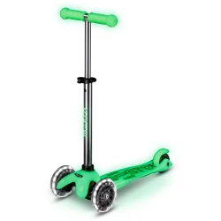 Самокат MICRO серії "Mini Deluxe Glow LED" – КРИЖАНИЙ ЛАЙМ (до 50 kg, 3-х колісний, світло)