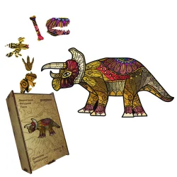 Пазл дерев'яний Динозавр Трицератопс, А5, Картонна коробка