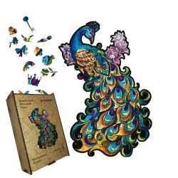 Пазл дерев'яний Колоритний Павлін, А5, Картонна коробка