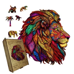 Пазл дерев'яний Мозаїка Лева, А5, Картонна коробка