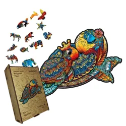 Пазл дерев'яний Сім'я Черепах, А5, Картонна коробка