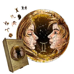 Пазл дерев'яний Знак Зодіаку Близнюки, А5, Картонна коробка