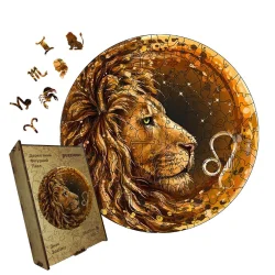 Пазл дерев'яний Знак Зодіаку Лев, А5, Картонна коробка