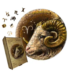 Пазл дерев'яний Знак Зодіаку Овен, А5, Картонна коробка