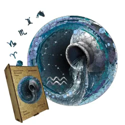 Пазл дерев'яний Знак Зодіаку Водолій, А5, Картонна коробка