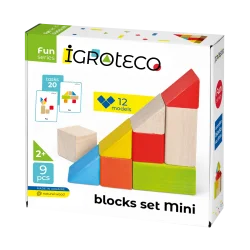 Розвивальні дерев'яні кубики для малюків кольорові 9 шт