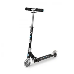 Самокат MICRO серии "Sprite LED" – ЧОРНИЙ (складаний, до 100 kg, двоколісний, світло)