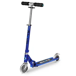 Самокат MICRO серії "Sprite LED" - САПФІРОВИЙ СИНІЙ (складаний, до 100 кг (kg), двоколісний, світло)