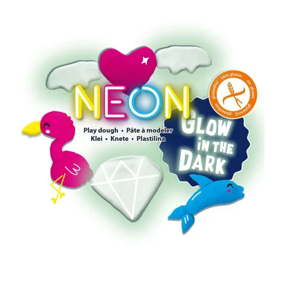 Незасихаюча маса для ліплення - НЕОН (4 кольори, у пластикових баночках)