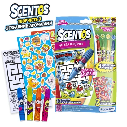 Ароматний набір для творчості серії "Візьми з собою" - ВЕСЕЛА ПОДОРОЖ (завдання, маркери, наліпки)