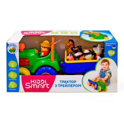 Ігровий набір KIDDI SMART &ndash; ТРАКТОР З ТРЕЙЛЕРОМ (світло, українська)