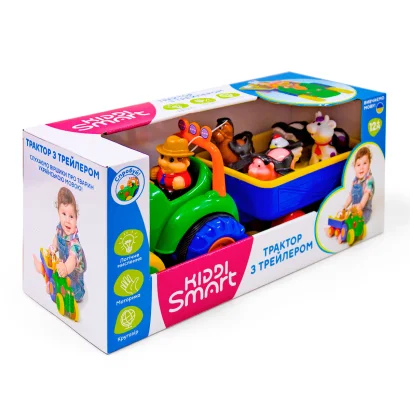 Ігровий набір KIDDI SMART &ndash; ТРАКТОР З ТРЕЙЛЕРОМ (світло, українська)