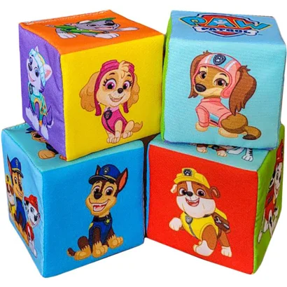 Дитячі м'які кубики "Щенячий патруль Команда" МС 090501-09, 4 штук                                              