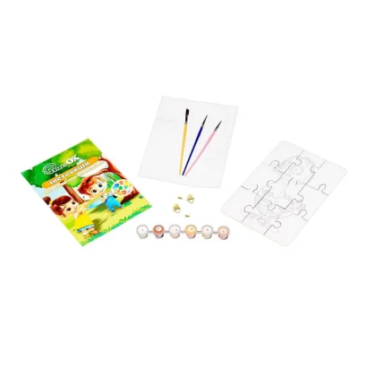 Деревʼяний пазл-розмальовка А5 "Гусочка" Puz-22937 пензлик, фарби, клейка плівка