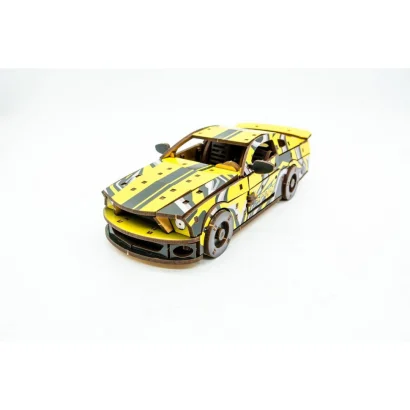 Дерев'яний 3D конструктор "Muscle car GT" Puz-00638, 162 деталі, жовтий                                                    