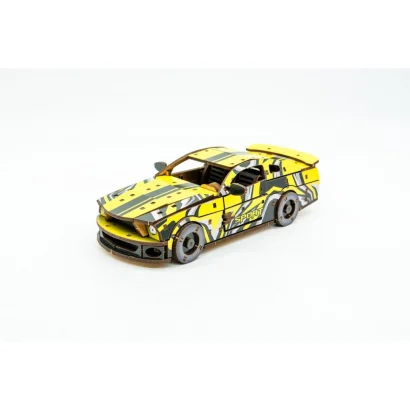 Дерев'яний 3D конструктор "Muscle car GT" Puz-00638, 162 деталі, жовтий                                                    
