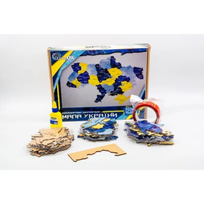 Дерев'яний пазл "Мапа України" Арт-60906 синьо-жовтий 60х90 см