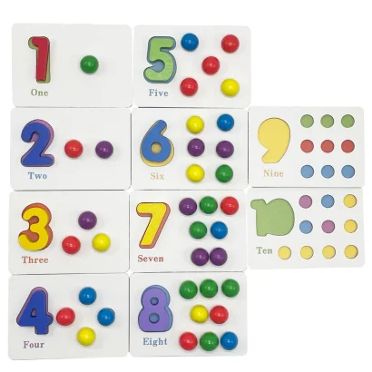 Дитячий дерев'яний набір "Намистини" C15055 картки, щіпці, намистини