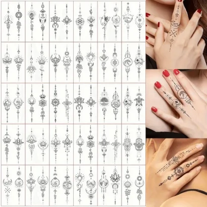 Набір дитячих тимчасових тату "Чорні міні №2" black-tattoo-mini-set-2-3, 30 штук по 9,5*5,5 см