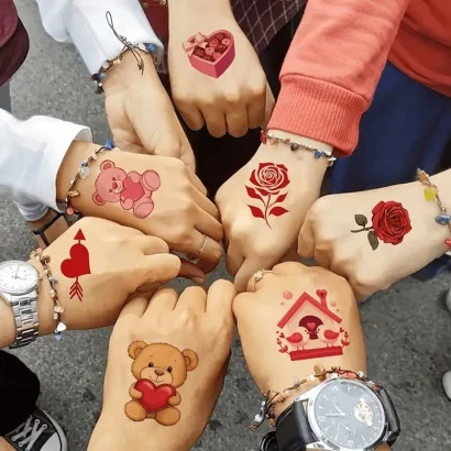 Набір тимчасових тату "Любов № 1" Love-tattoo-mini-set-1-10, 12 х 7 см 10 шт