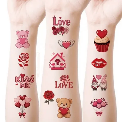 Набір тимчасових тату "Любов № 1" Love-tattoo-mini-set-1-10, 12 х 7 см 10 шт