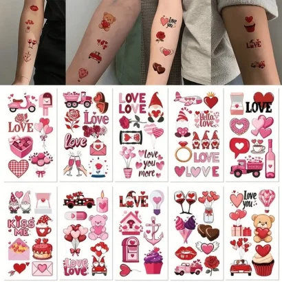 Набір тимчасових тату "Любов № 2" Love-tattoo-mini-set-2-10, 12 х 7 см 10 шт