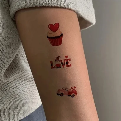 Набір тимчасових тату "Любов № 2" Love-tattoo-mini-set-2-10, 12 х 7 см 10 шт