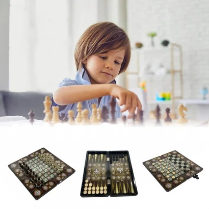 Набір настільних ігор "Шахи 3 в 1" Set3 NE-SP-SET-14 нарди, шашки, 40х40 см