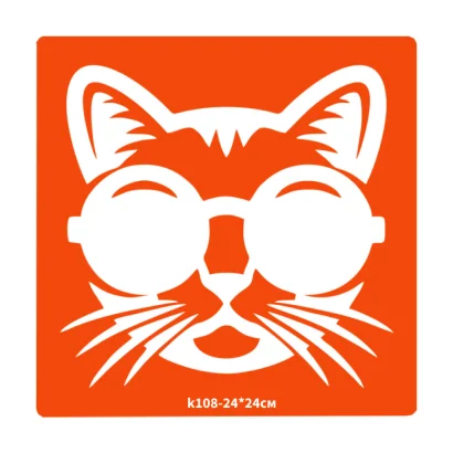 Трафарет для біо-тату Котик k108-24*24см, розмір 24х24см