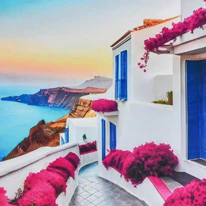 Алмазна мозаїка &quot;Рожеві вулиці набережної&quot; HEE16311 30х30 см