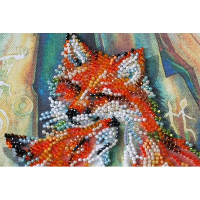 Набір-міді для вишивання бісером "Лисички" AMB-016 на натуральному полотні